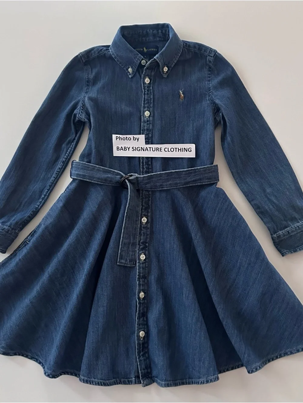 Ralph Lauren Girls 6 Denim Shirt Dress Belted